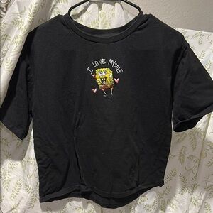 Nickelodeon Black Crop Top with Subtle Graphic